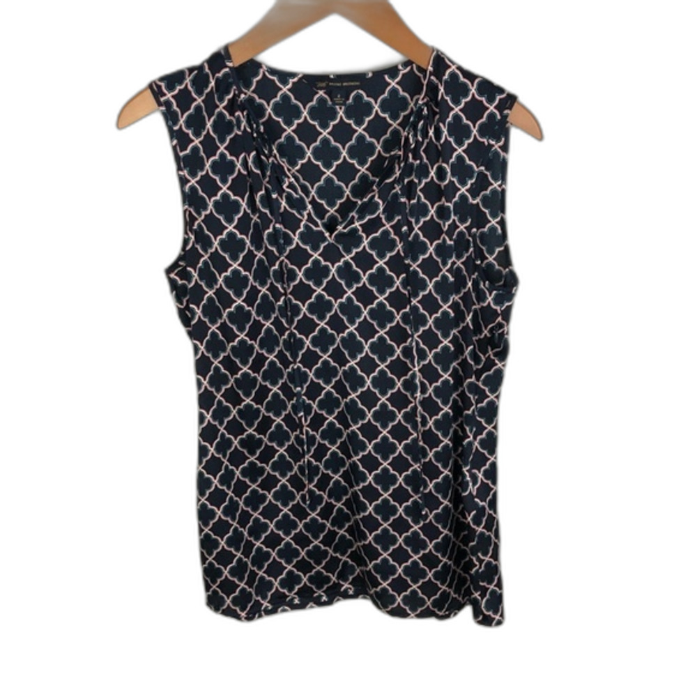 “346” Brooks Brothers Printed Sleeveless Blouse Size 2 Professional Coastal